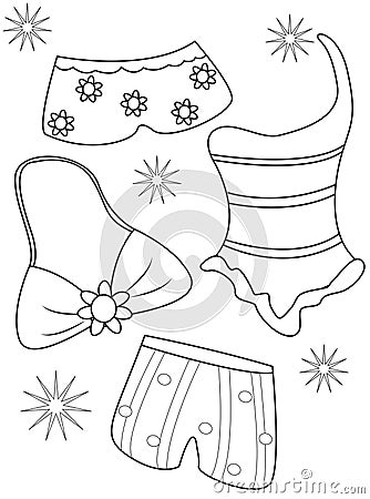 Swimsuits coloring page Stock Photo