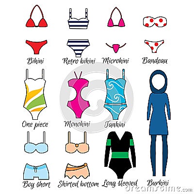 Swimsuits models for women Vector Illustration