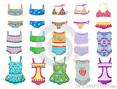 Swimwears for little girls Vector Illustration