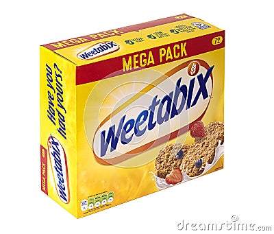 Mega Pack of 72 Weetabix Breakfast Cereal on a white background Editorial Stock Photo