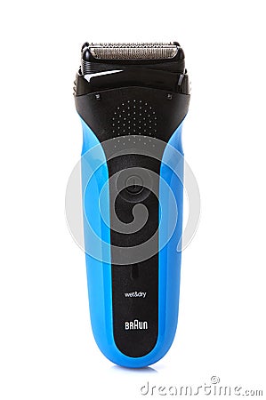 Braun Series 3 Wet and Dry Electric Mens Shaver on a white background Editorial Stock Photo