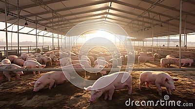 swine hog farm Cartoon Illustration