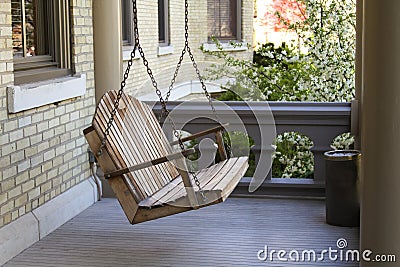 A Swing Bench on a Veranda Stock Photo