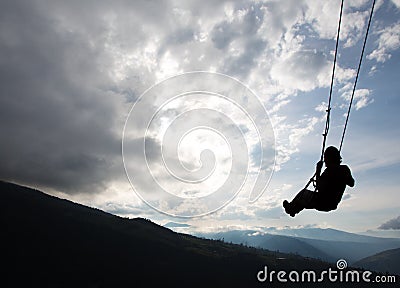 Swing at the Casa del Arbol in Banos, Ecuador Editorial Stock Photo