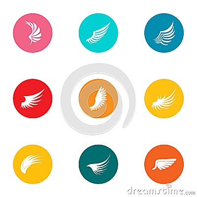 Swing icons set, flat style Vector Illustration