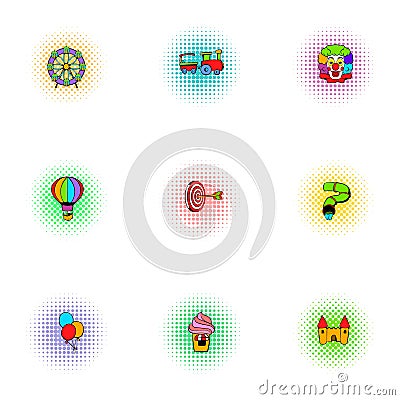 Swing icons set, pop-art style Vector Illustration