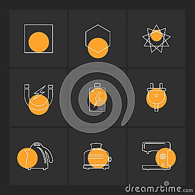 swing machine , toster , kettle , battery , shapes , electronic Vector Illustration