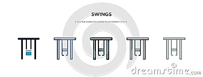 Swings icon in different style vector illustration. two colored and black swings vector icons designed in filled, outline, line Vector Illustration