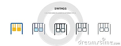 Swings icon in different style vector illustration. two colored and black swings vector icons designed in filled, outline, line Vector Illustration