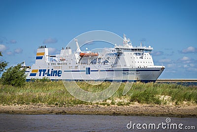 Swinoujscie, West Pomeranian - Poland - July 15, 2022: Passengers and cars ferry Nils Dacke sailing from Trelleborg to Swinoujscie Editorial Stock Photo