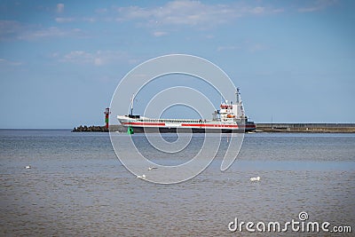 Swinoujscie, West Pomeranian - Poland - June 7, 2022: Ship Wagenborg leaving port of Swinoujscie. Transport products across Baltic Editorial Stock Photo