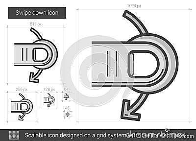 Swipe down line icon. Vector Illustration