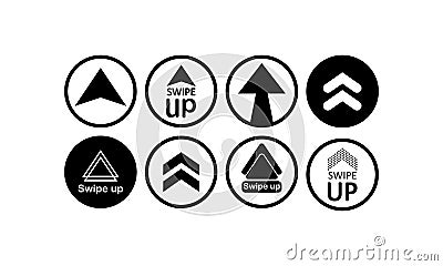 Swipe up, arrow up icon modern button for web or appstore design black symbol isolated on white background. Vector EPS 10 Vector Illustration