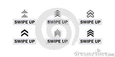 Swipe up arrows icons. Conceptual swipe symbols. Scrolling slide icons. Vector scalable graphics Vector Illustration
