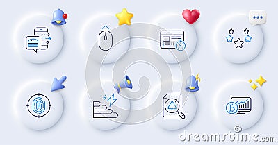 Swipe up, Consumption growth and Search document line icons. For web app, printing. Vector Vector Illustration