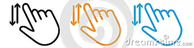 Swipe up and down vector logo set collection for web app ui Vector Illustration