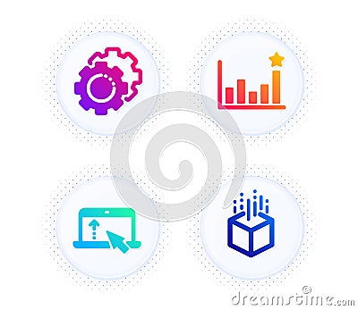 Swipe up, Efficacy and Settings gears icons set. Augmented reality sign. Vector Vector Illustration