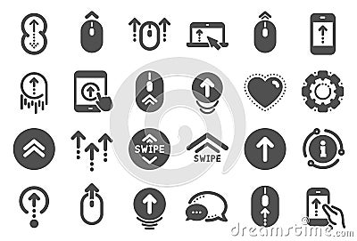 Swipe up icons. Scrolling mouse, landing page swipe signs. Vector Vector Illustration