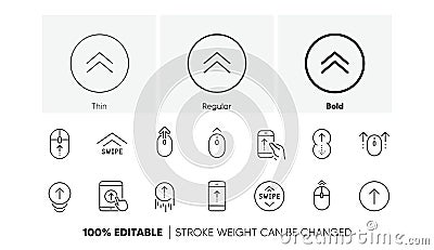 Swipe up line icons. Scrolling mouse, landing page swipe signs. Linear set. Line icons. Vector Vector Illustration