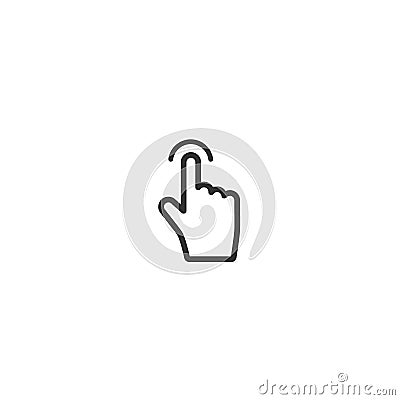 Swipe up or push the button. Pointing hand Stock Photo