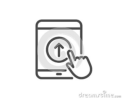 Swipe up tablet pc line icon. Scrolling arrow sign. Landing page scroll. Vector Vector Illustration