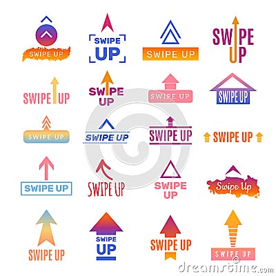 Swipe up. Ui template web elements for social photo blog app vector design Vector Illustration