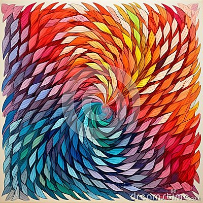 Vibrant Spiral: Abstract Crayon Op Art Wall Art Cartoon Illustration