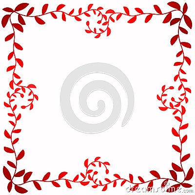 Square frame border with red leafs around Stock Photo