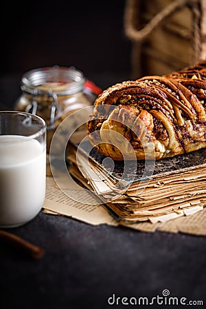 Swirl brioche or traditional Polish babka cake Stock Photo