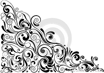 Swirl floral black corner Vector Illustration