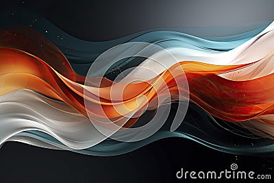 Swirl Futuristic bright Geometric intricated 3D waves in orange, blue and white colors Stock Photo