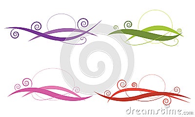 Swirl line abstract four style color set vector for element , de Vector Illustration