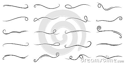 Swirl line. Elements of calligraphy. Vintage ornament with dividers and swashes. Ornate decorative set of doodles for wedding Stock Photo