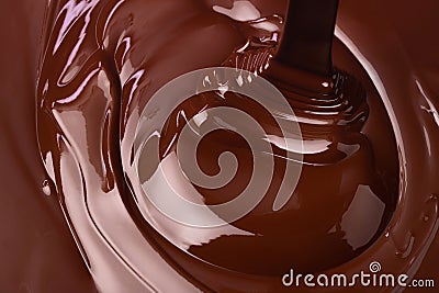 swirl melt dark chocolate background, sweet liquid cocoa dessert Stock Photo