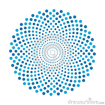 Swirl pattern with halftone dotted circular background Vector Illustration