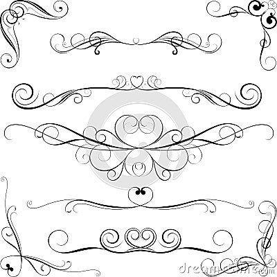 Swirl set of ornamental elements Vector Illustration