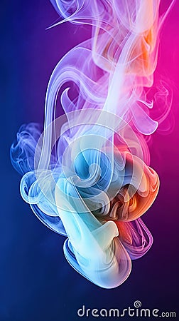 swirl smoke on multicolor neon white background, tight in the frame, pale bright color style Stock Photo