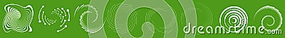 Swirl, sworls, twirls and spiral vector set. Helix, volute shapes with rotation, revolve ripple effect. Spiral icons Vector Illustration