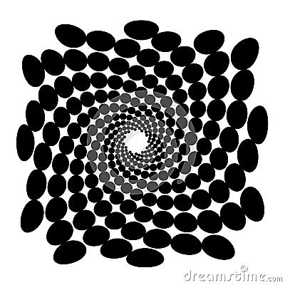 Swirl, vortex background. Rotating spiral. Circle, oval, point, ellipse, technical, geometry, geometric Stock Photo