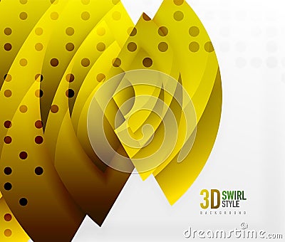 Swirl and wave 3d effect objects, abstract template vector design Vector Illustration