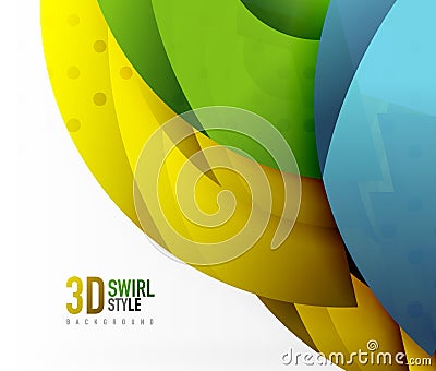 Swirl and wave 3d effect objects, abstract template vector design Vector Illustration