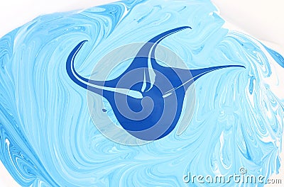 Swirled different blue painting colors Stock Photo