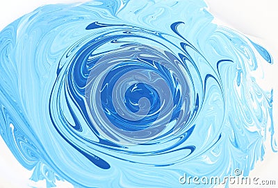 Swirled different blue painting colors Stock Photo