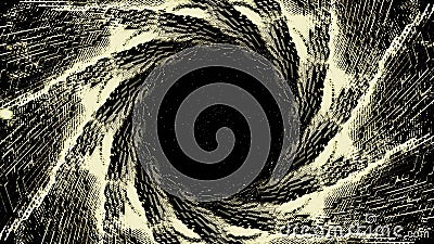 Swirling dark tunnel. Design. Black mink with twisted 3d lines. Dark tunnel with swirling lines from 3d matrix code Stock Photo