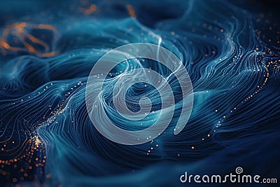 Swirling data points in a mesmerizing visual art. Big data analytics beauty. Complex numbers dance, forming a stunning pattern. Stock Photo