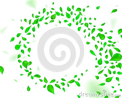 Swirling green leafs in the wind. Vector Illustration