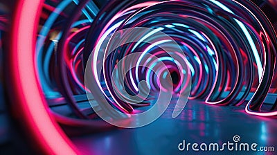 Swirling neon patterns moving effortlessly to create a visual symphony Stock Photo