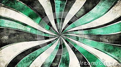 A swirling pattern of green and white stripes, creating a dynamic, retro visual effect Stock Photo