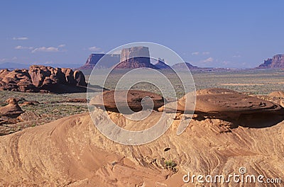 Swirling Sandstone Rock Formations, Monument Valley, Arizona Stock Photo