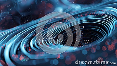 Swirling Vortex of Data Flow. Generative AI Cartoon Illustration